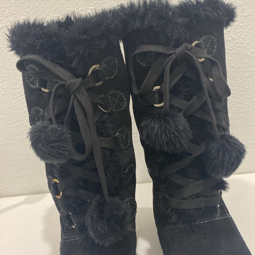 SPORTO WATERPROOF BLACK SUEDE FAUX FUR CUFF WINTER SNOW BOOTS~ Size 8.5 - Picture 2 of 16